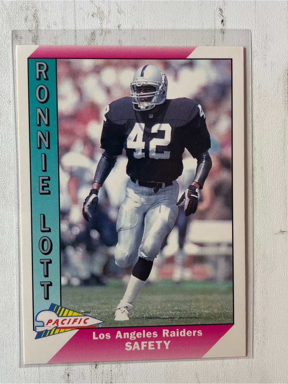 Pacific Los Angeles Raiders Safety Trading Card - Teal & Pink